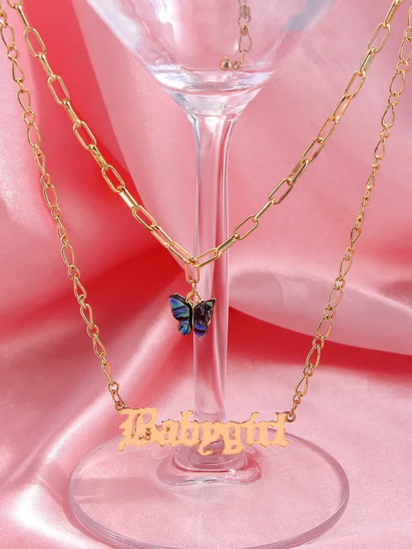 Combo Of Blue Crystal Butterfly Pendant With Earring Set