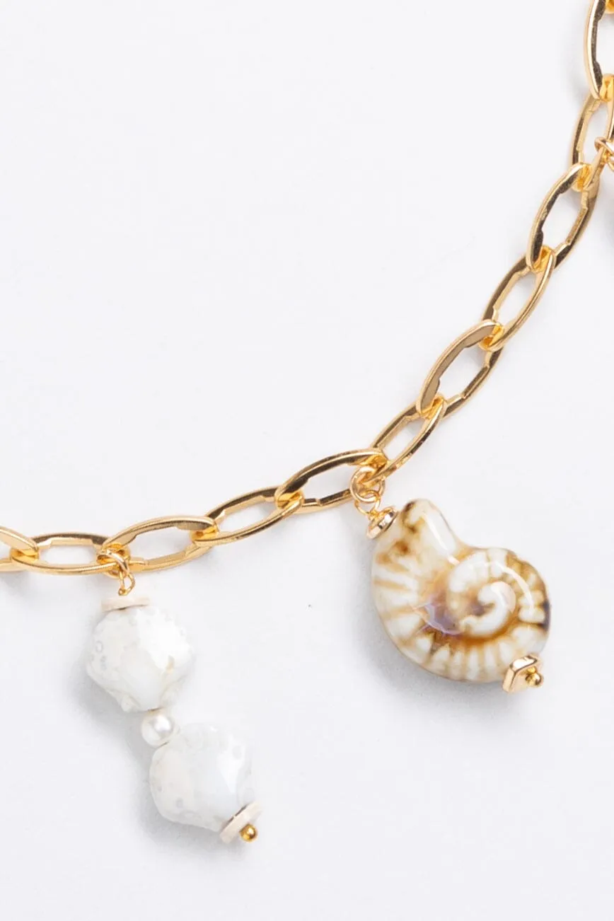 Cream Mix Charm Gold Necklace