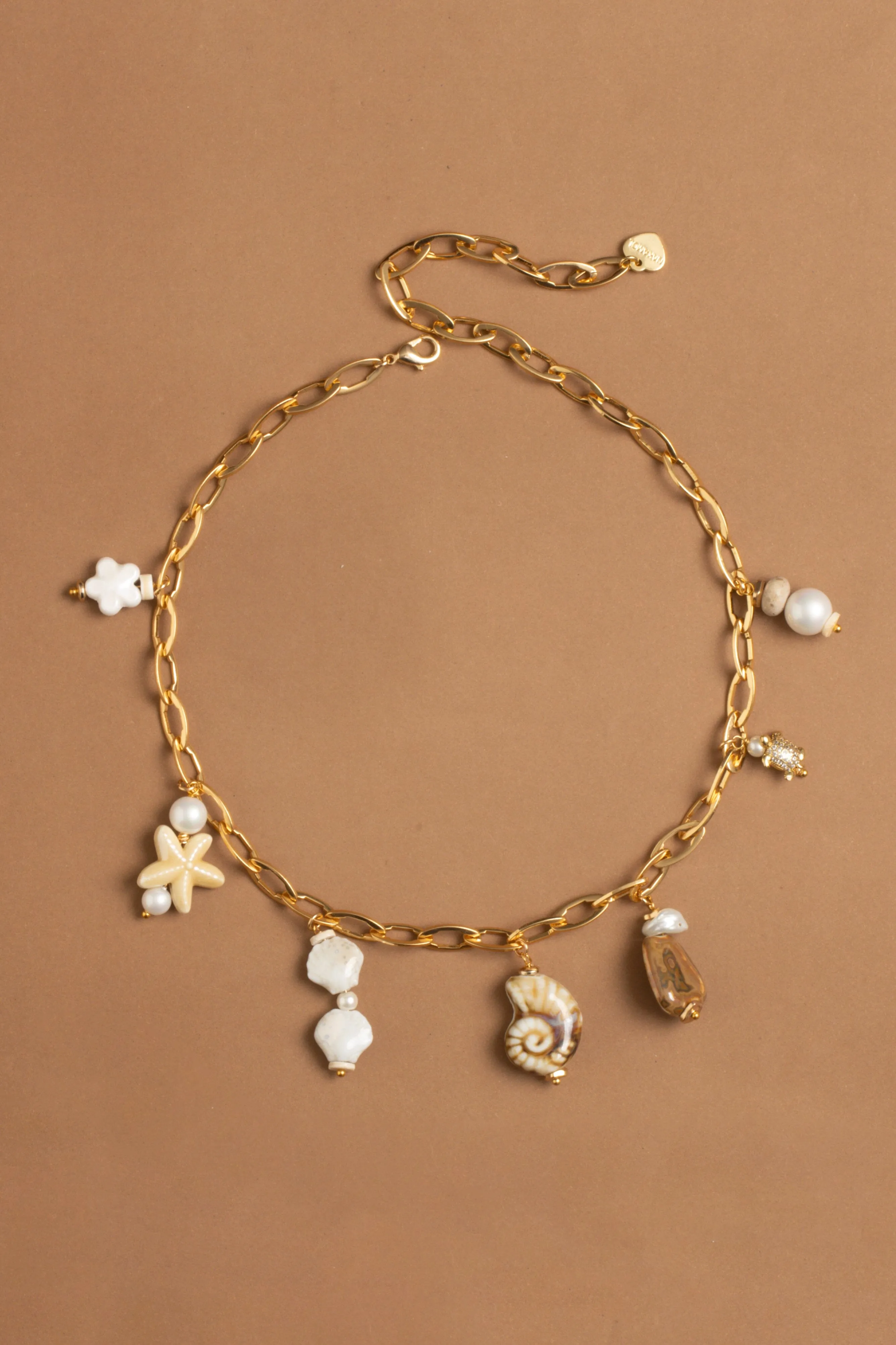 Cream Mix Charm Gold Necklace