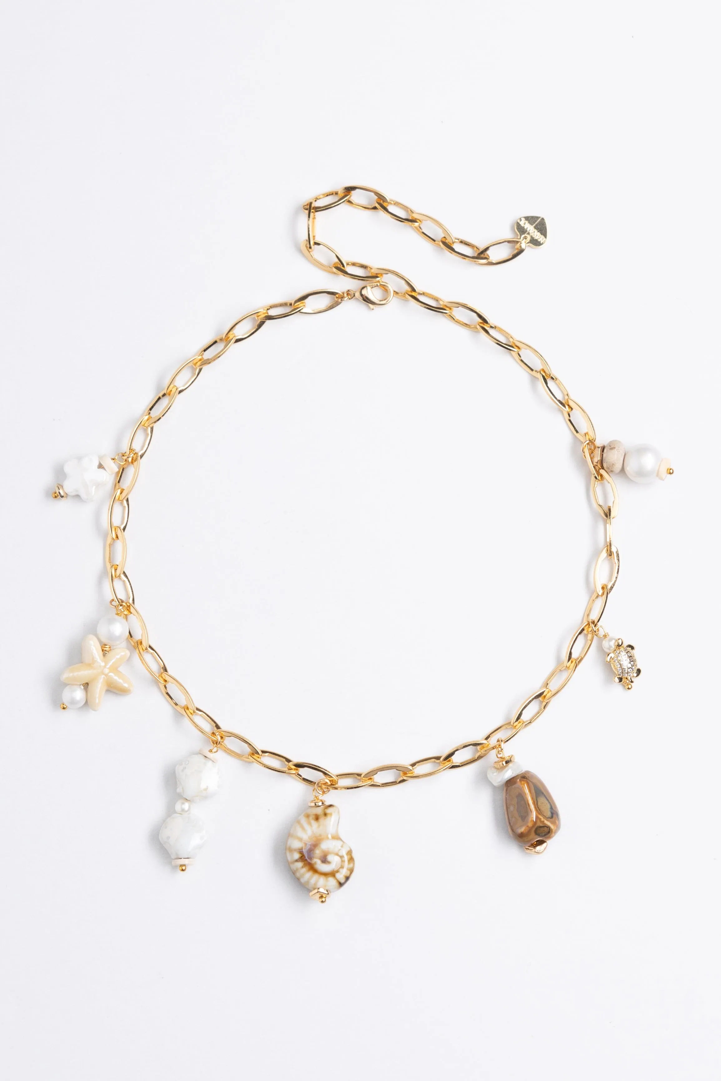 Cream Mix Charm Gold Necklace