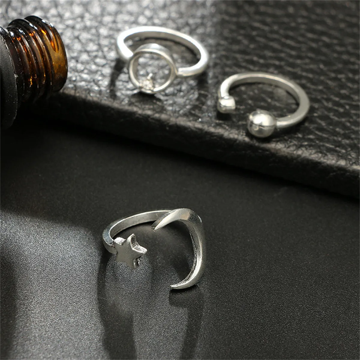 Cubic Zirconia & Silver-Plated X Celestial Bypass Ring Set