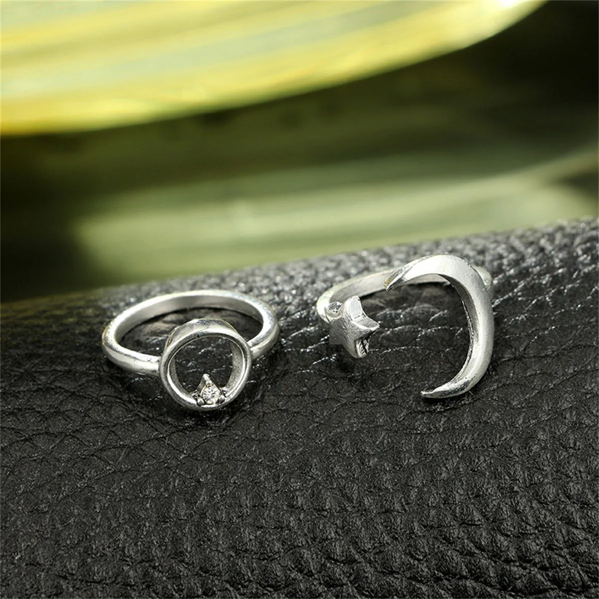 Cubic Zirconia & Silver-Plated X Celestial Bypass Ring Set