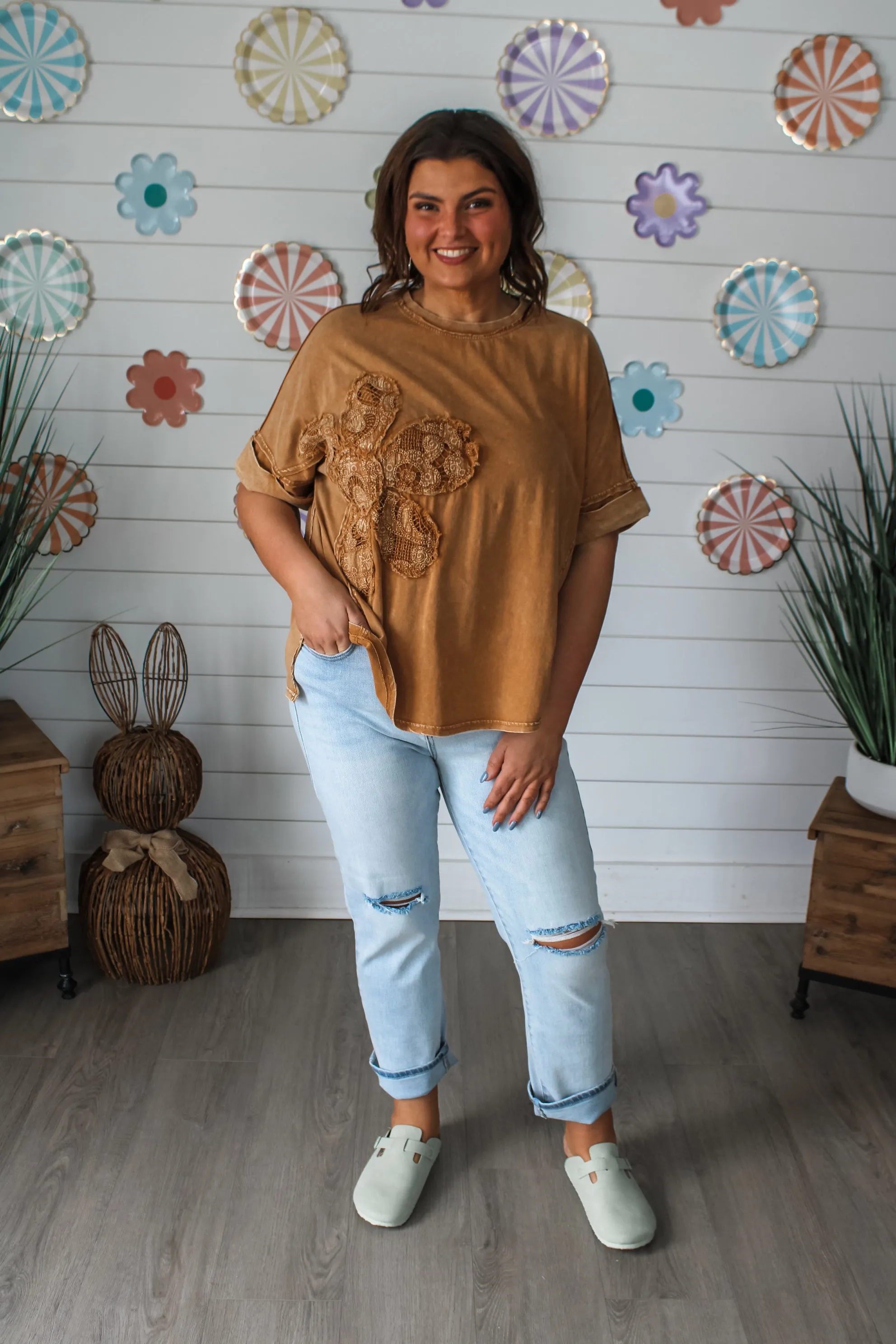 Daisy Lace Flower Patch Top • Bronze
