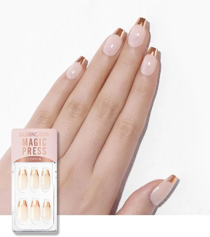 Dashing Diva Magic Press Coffin Rose Gold Chic French