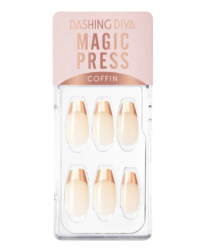 Dashing Diva Magic Press Coffin Rose Gold Chic French