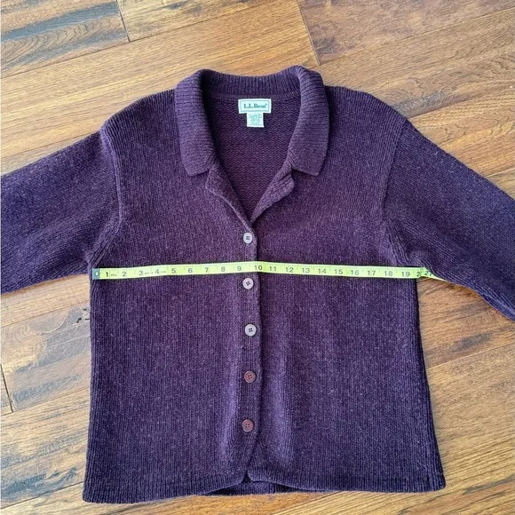Deep burgundy L.L. Bean cotton &amp; wool Blend Cardigan Blazer with Collar Size M