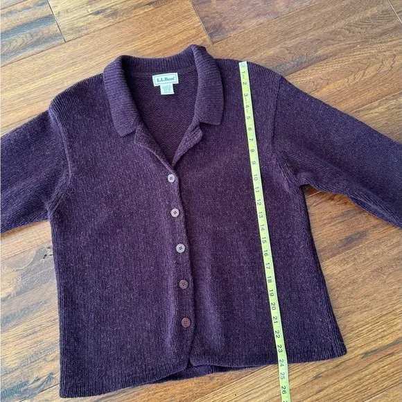 Deep burgundy L.L. Bean cotton &amp; wool Blend Cardigan Blazer with Collar Size M