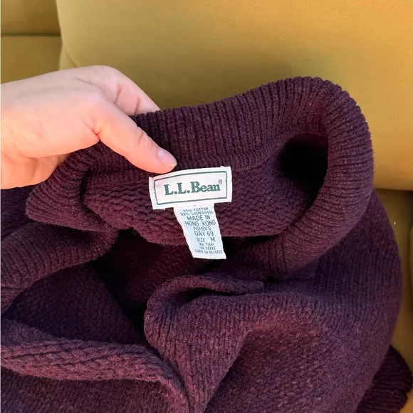 Deep burgundy L.L. Bean cotton &amp; wool Blend Cardigan Blazer with Collar Size M