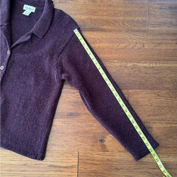 Deep burgundy L.L. Bean cotton &amp; wool Blend Cardigan Blazer with Collar Size M