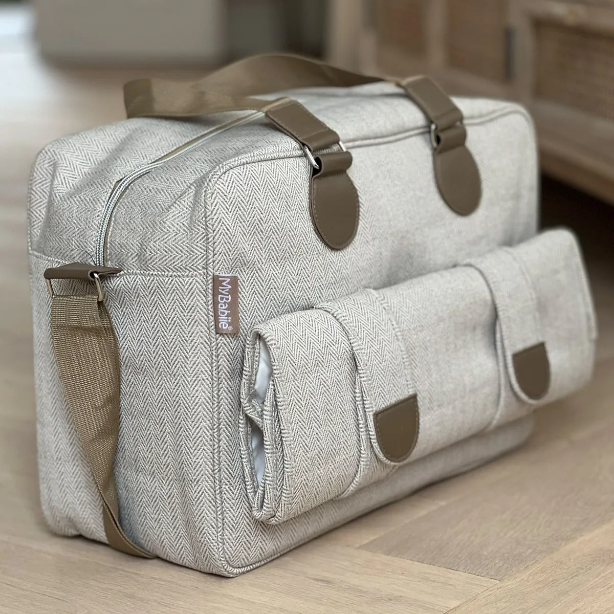 Deluxe Changing Bag - Oatmeal Herringbone