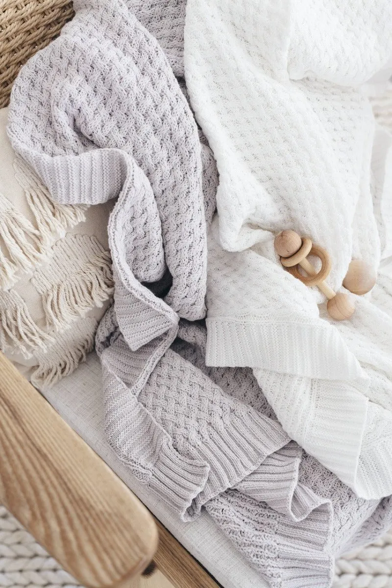 Diamond Knit Baby Blanket - Warm Grey