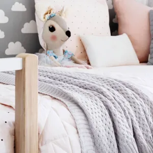 Diamond Knit Baby Blanket - Warm Grey