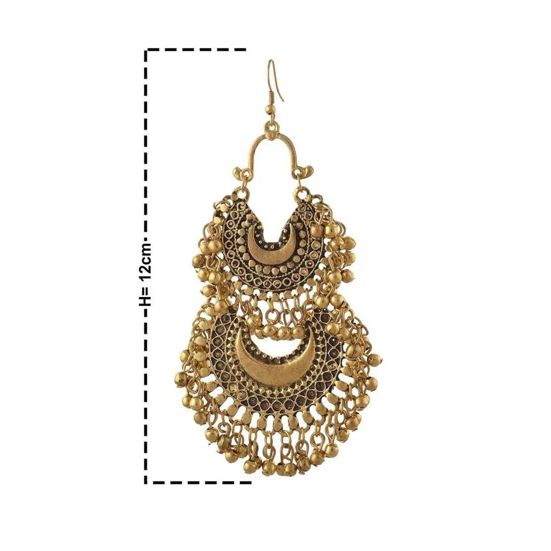 Double Layer Afghani Golden Chandbali Earrings