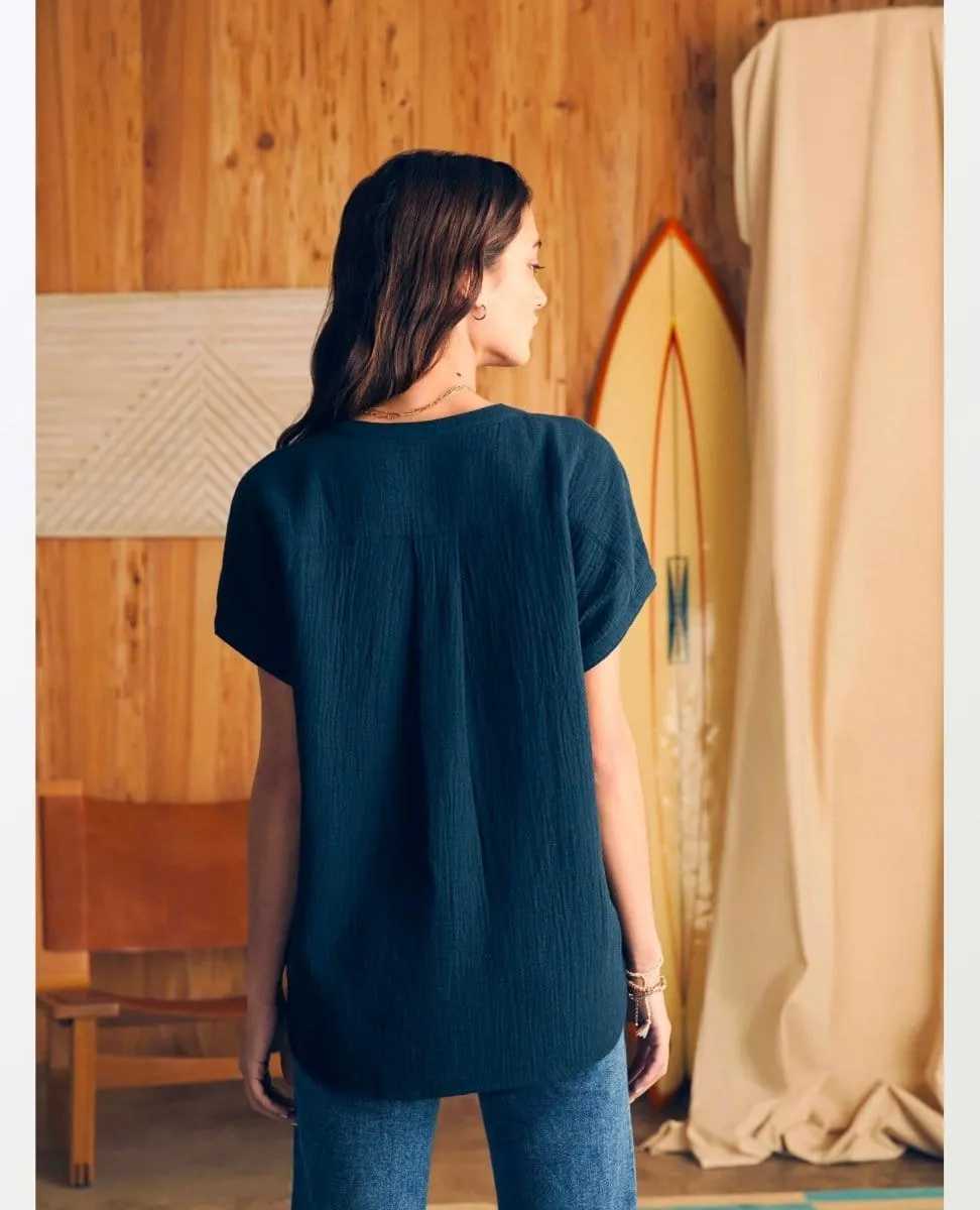 Dream Cotton Gauze Desmond Top Navy
