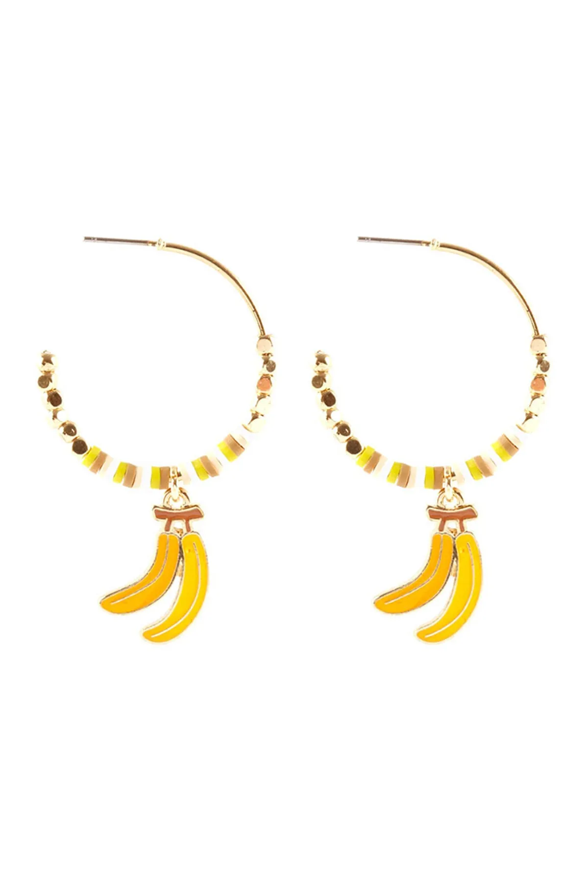 EE1378 - METAL FIMO BANANA FRUIT HOOP EARRINGS