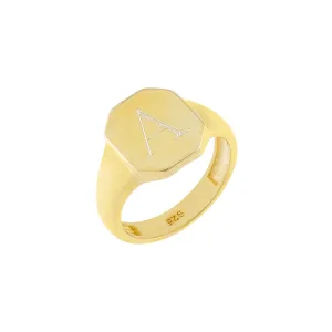 Engraved Rectangle Pinky Ring