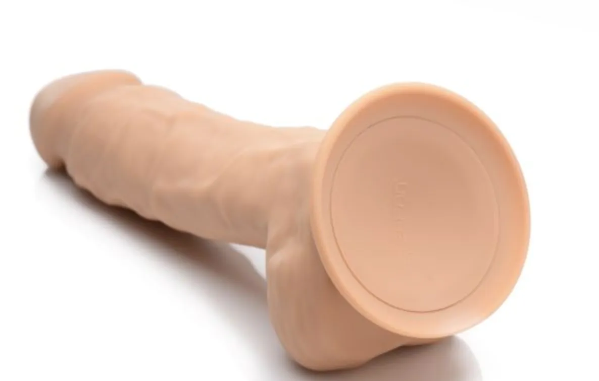 Fleshstixxx 8in Vibrating Dildo W/ Balls Medium - Suction Realistic Rechargeable Vibrating Dildo