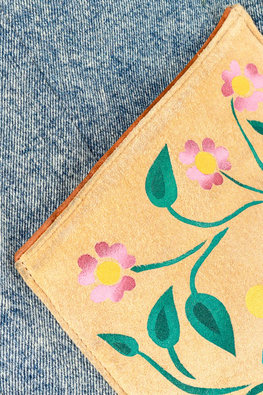 Floral Painted Denim & Suede Jacket