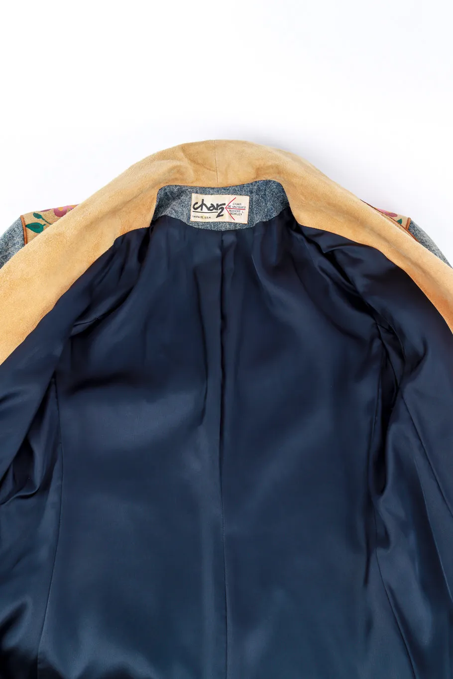 Floral Painted Denim & Suede Jacket
