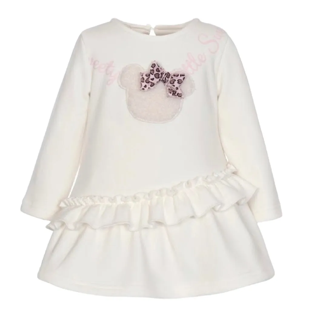 Girls Cream Teddy Dress