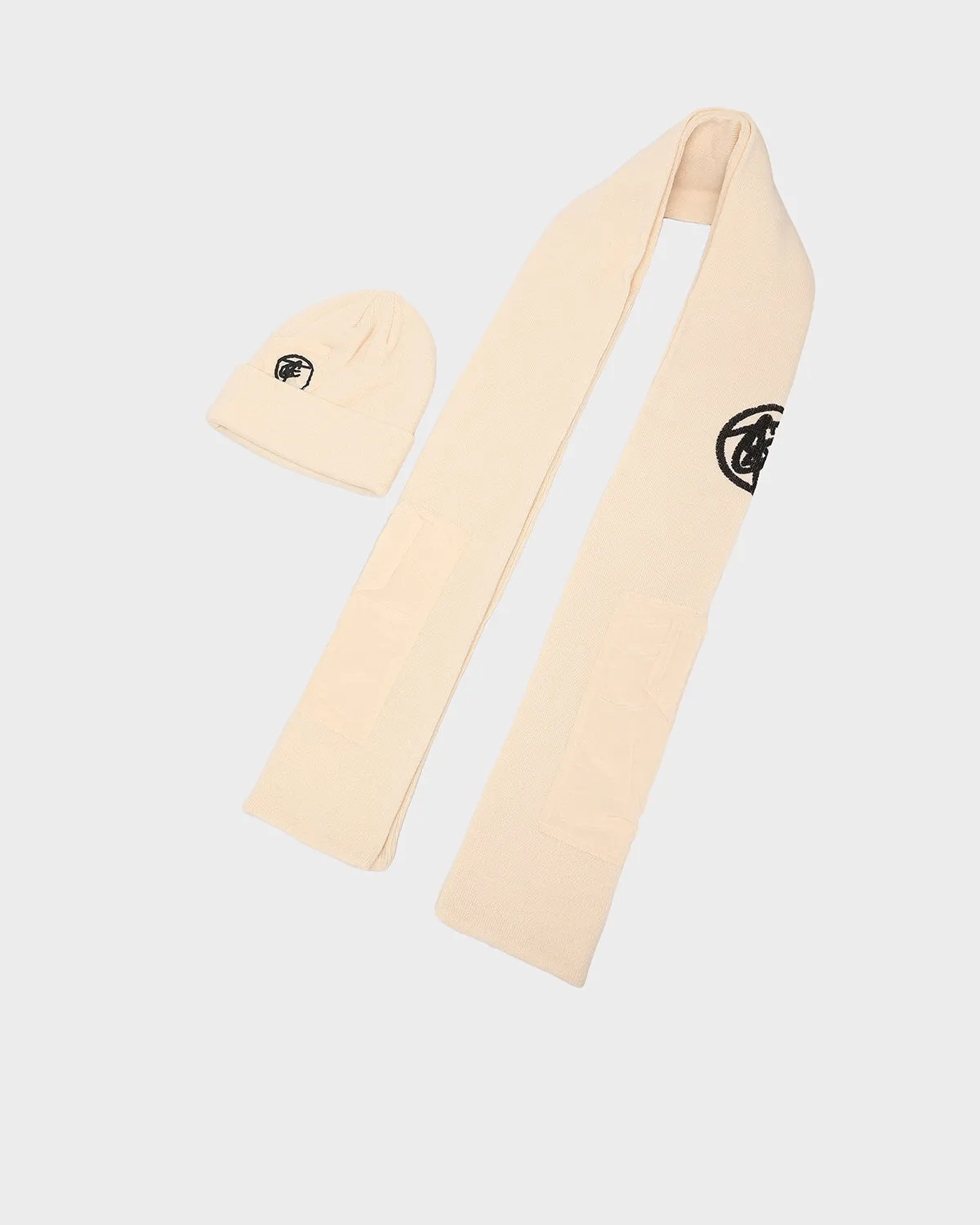 Globetrotter Tracksuit & Beanie Scarf Set in Beige