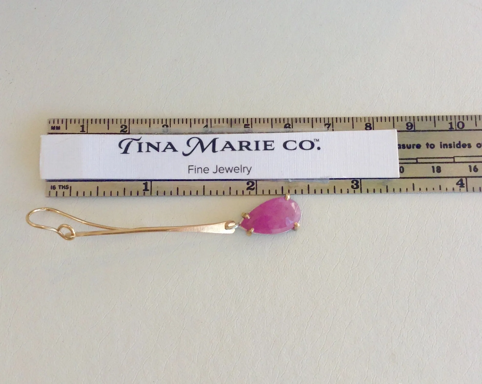 Gold Pink Sapphire Celtic Linear Earrings