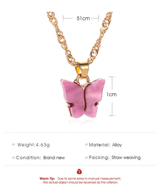 Gold Plated Dark Pink Butterfly Pendant