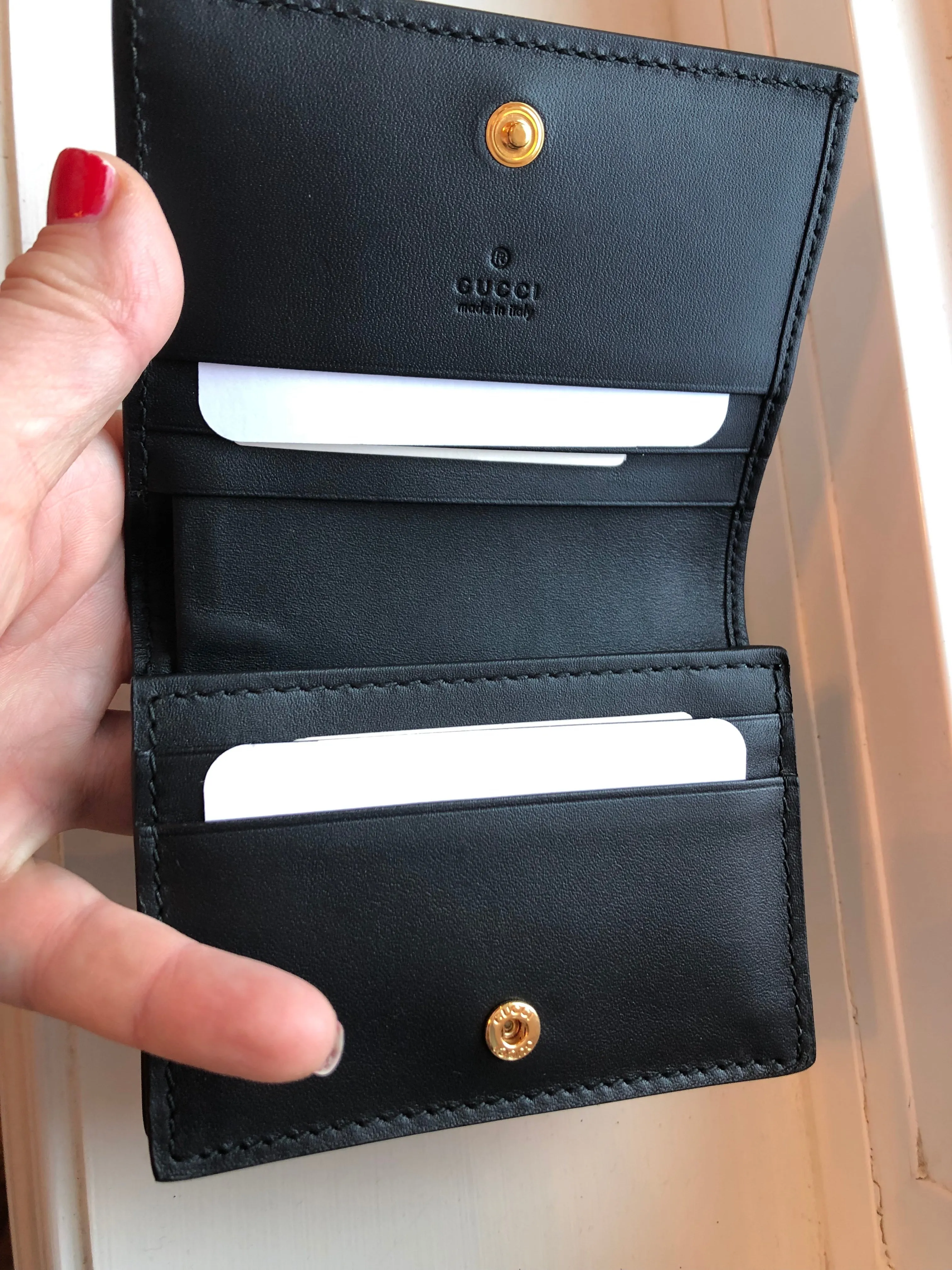 Gucci Web Stripe Card Case in Black Suede