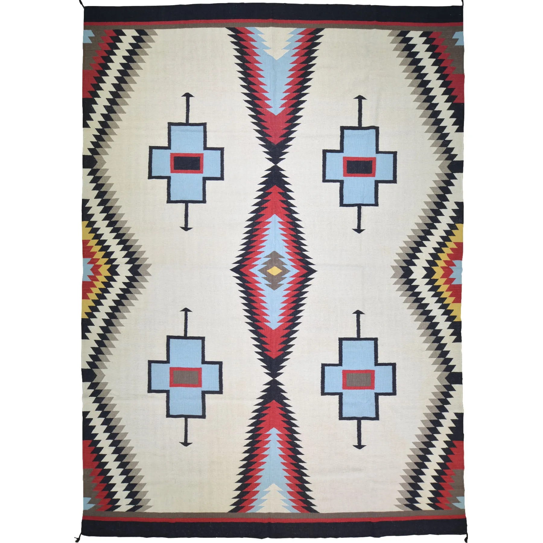 Hand-Woven Reversible Southwestern Design Handmade Wool Kilim (Size 10.0 X 13.8) Cwral-10305