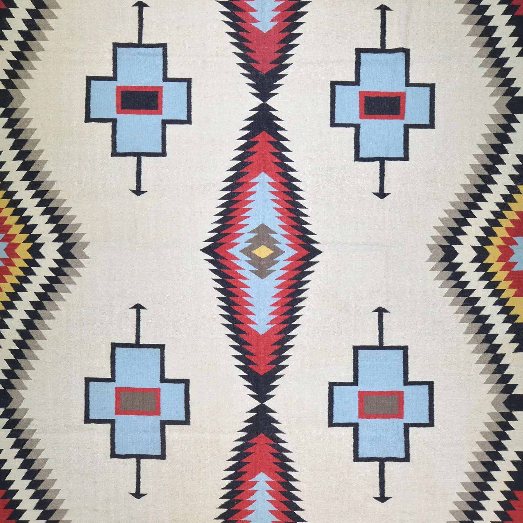 Hand-Woven Reversible Southwestern Design Handmade Wool Kilim (Size 10.0 X 13.8) Cwral-10305