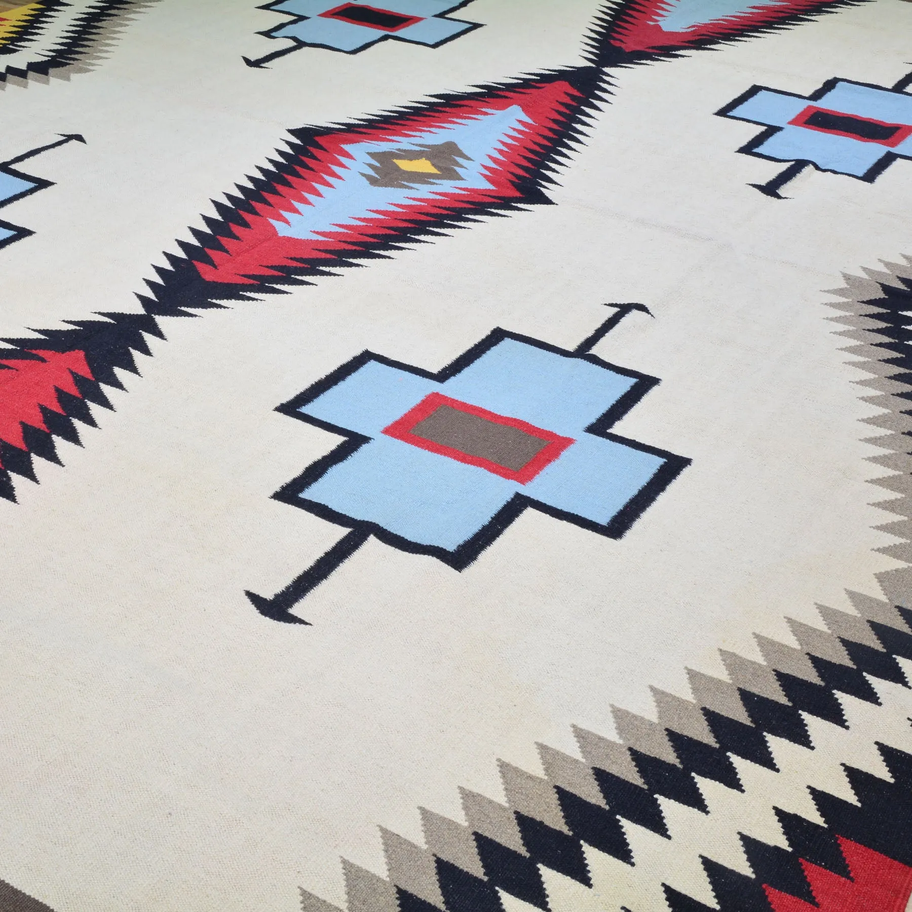Hand-Woven Reversible Southwestern Design Handmade Wool Kilim (Size 10.0 X 13.8) Cwral-10305