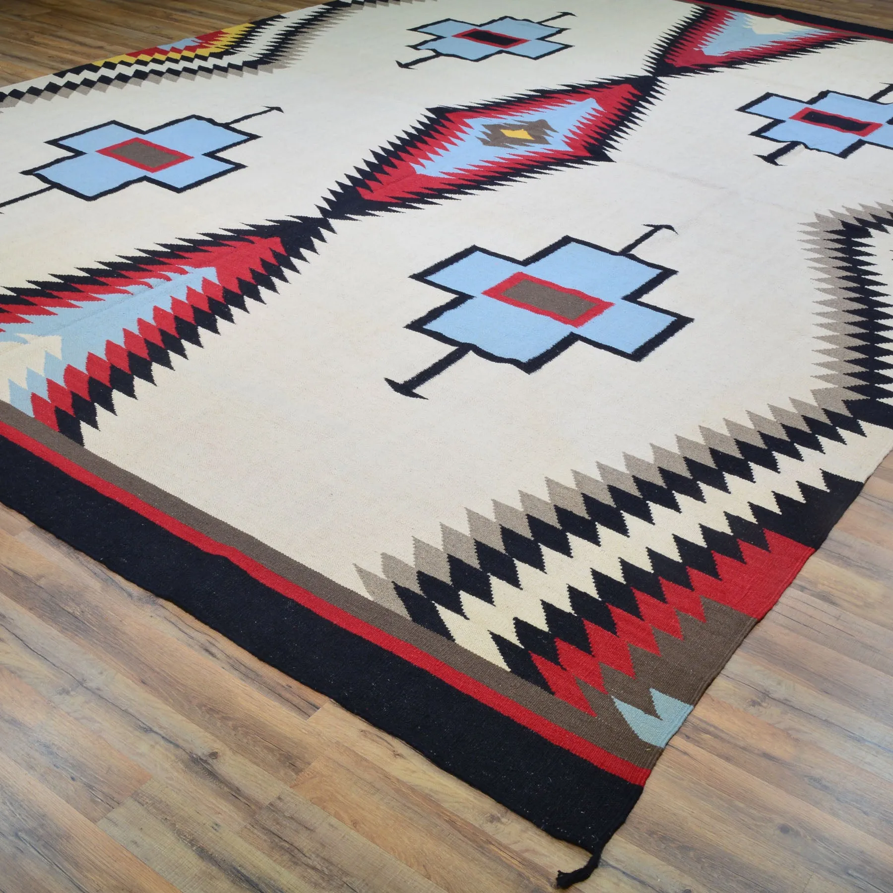 Hand-Woven Reversible Southwestern Design Handmade Wool Kilim (Size 10.0 X 13.8) Cwral-10305