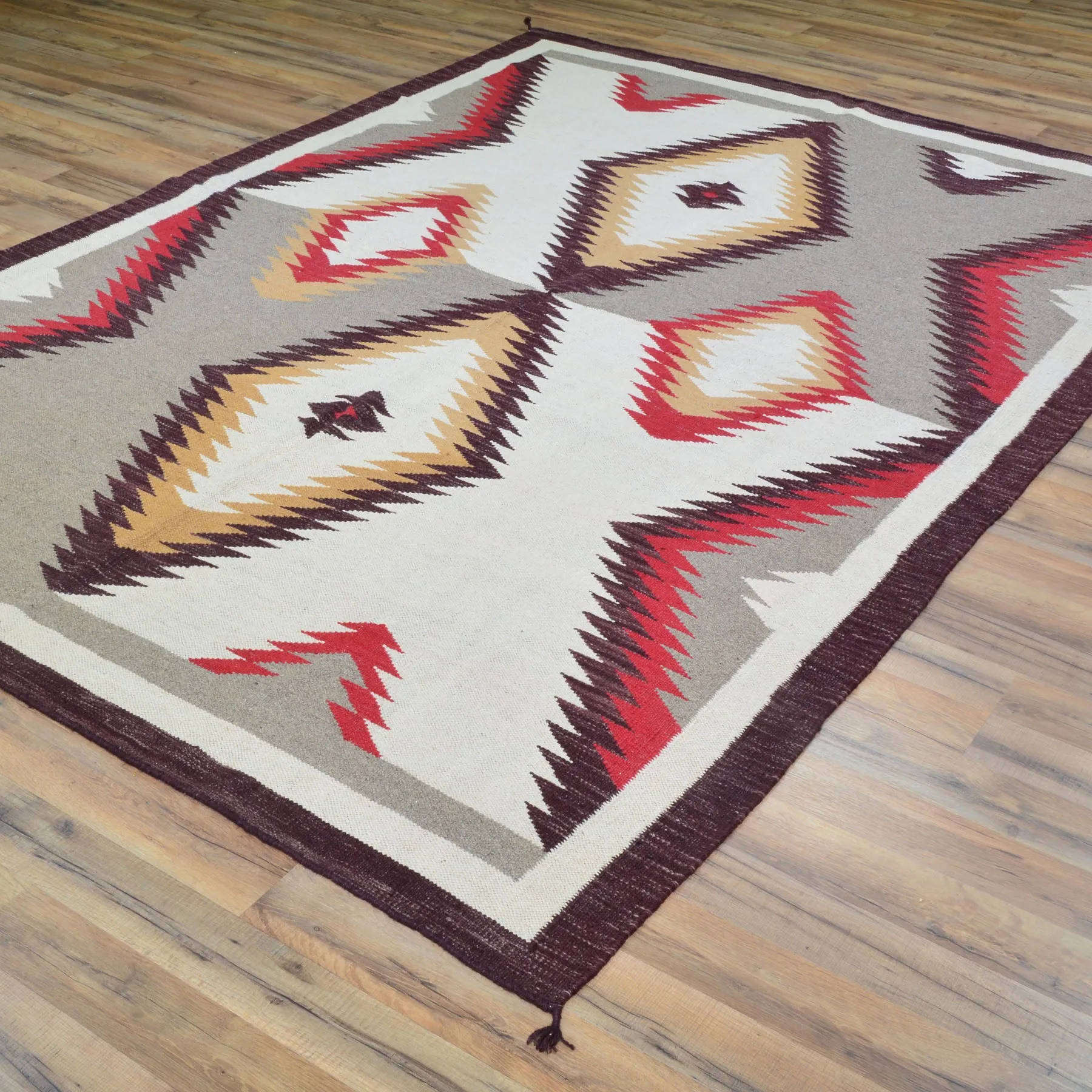 Hand-Woven Reversible Southwestern Design Handmade Wool Kilim (Size 5.10 X 8.8) Cwral-10338