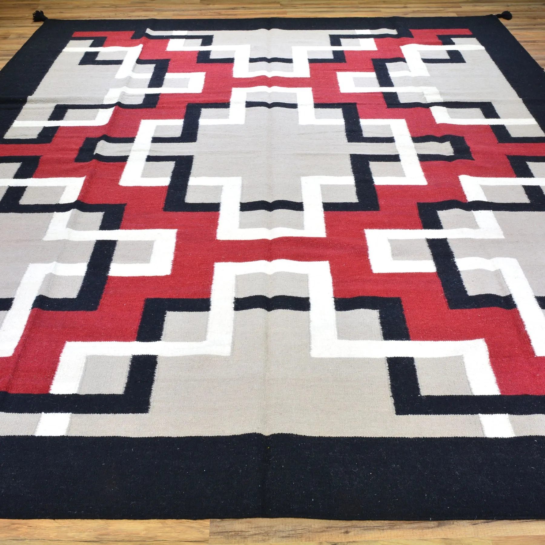 Hand-Woven Southwestern Style Handmade Wool Rug (Size 9.0 X 11.10) Cwral-6876