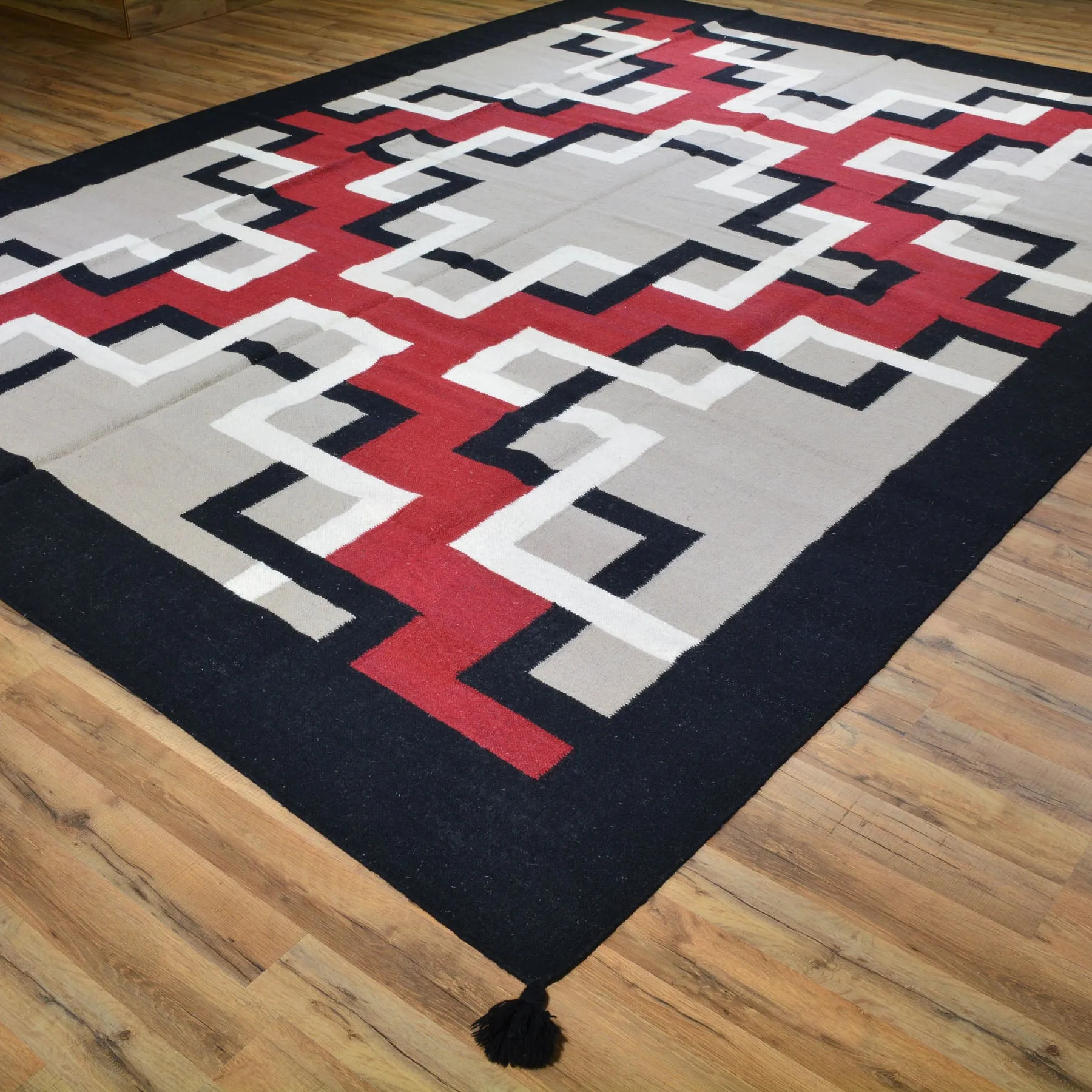 Hand-Woven Southwestern Style Handmade Wool Rug (Size 9.0 X 11.10) Cwral-6876
