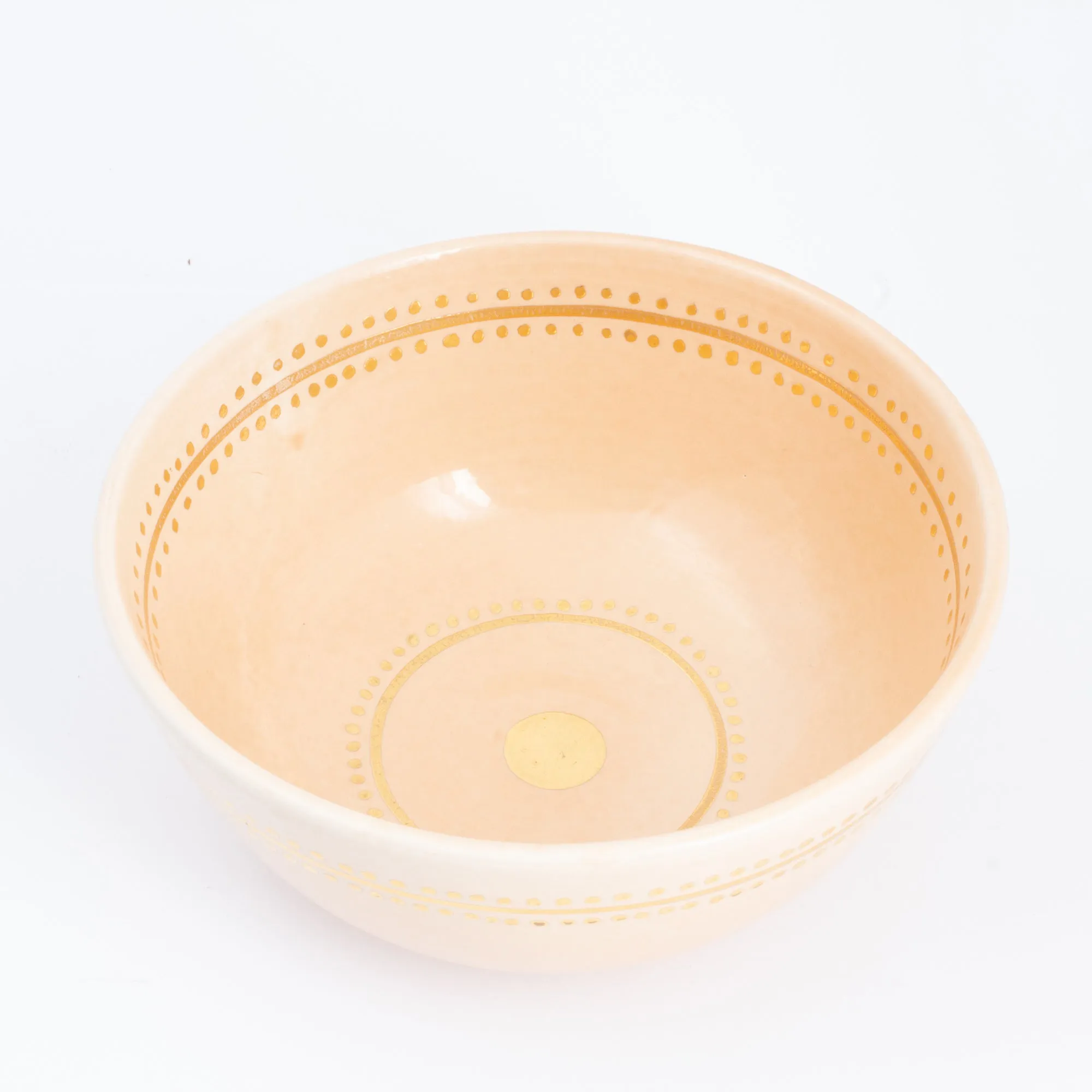 Handmade Nude Berber Glazed Moroccan Bowl with 12K Gold Accent - Large