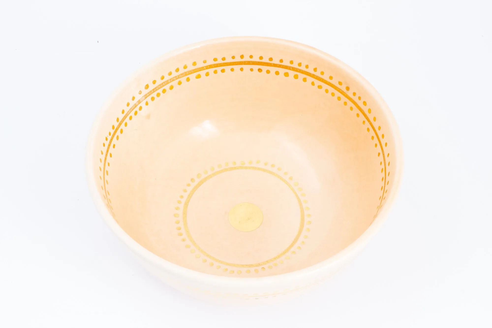 Handmade Nude Berber Glazed Moroccan Bowl with 12K Gold Accent - Large
