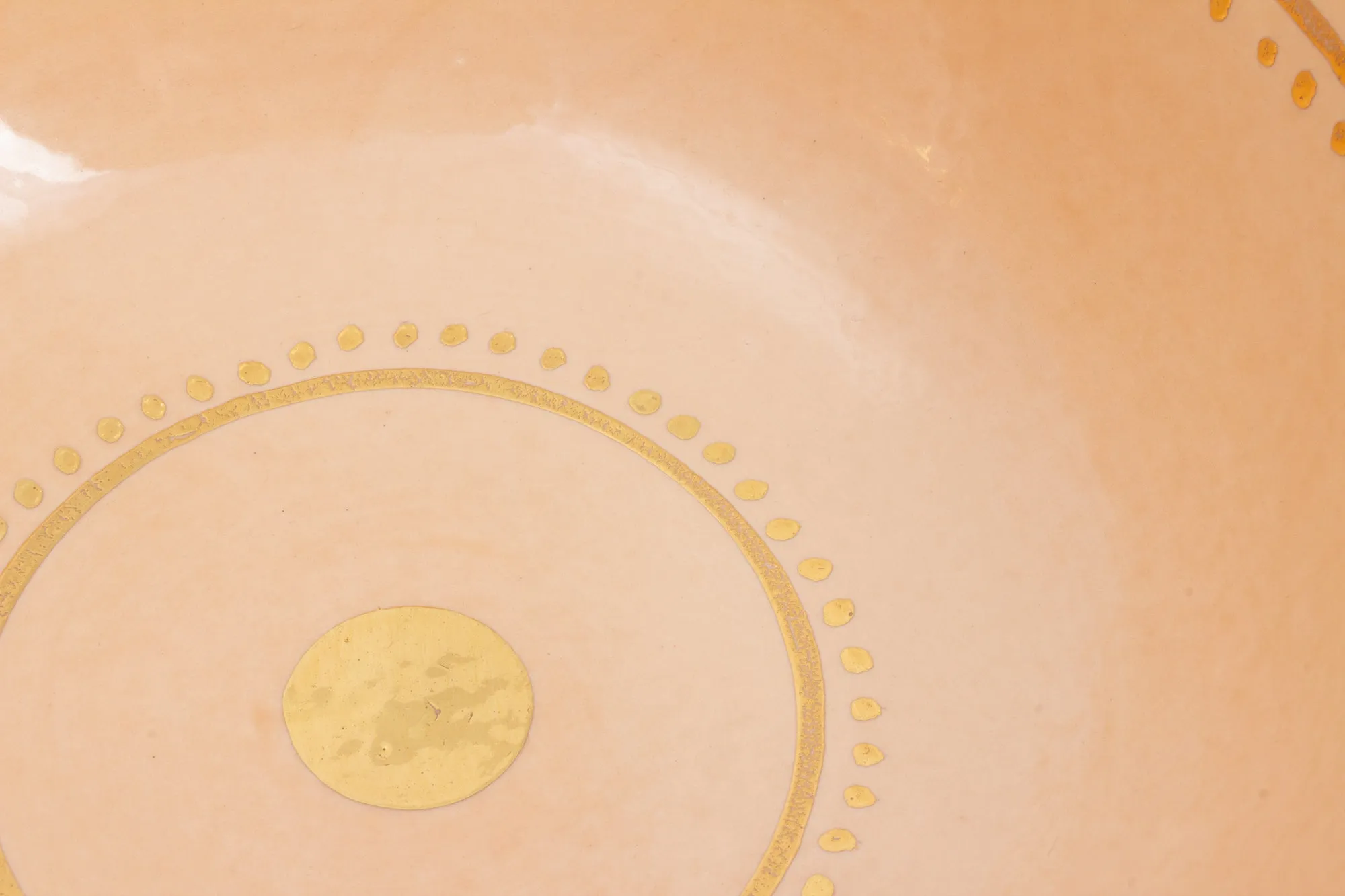 Handmade Nude Berber Glazed Moroccan Bowl with 12K Gold Accent - Large