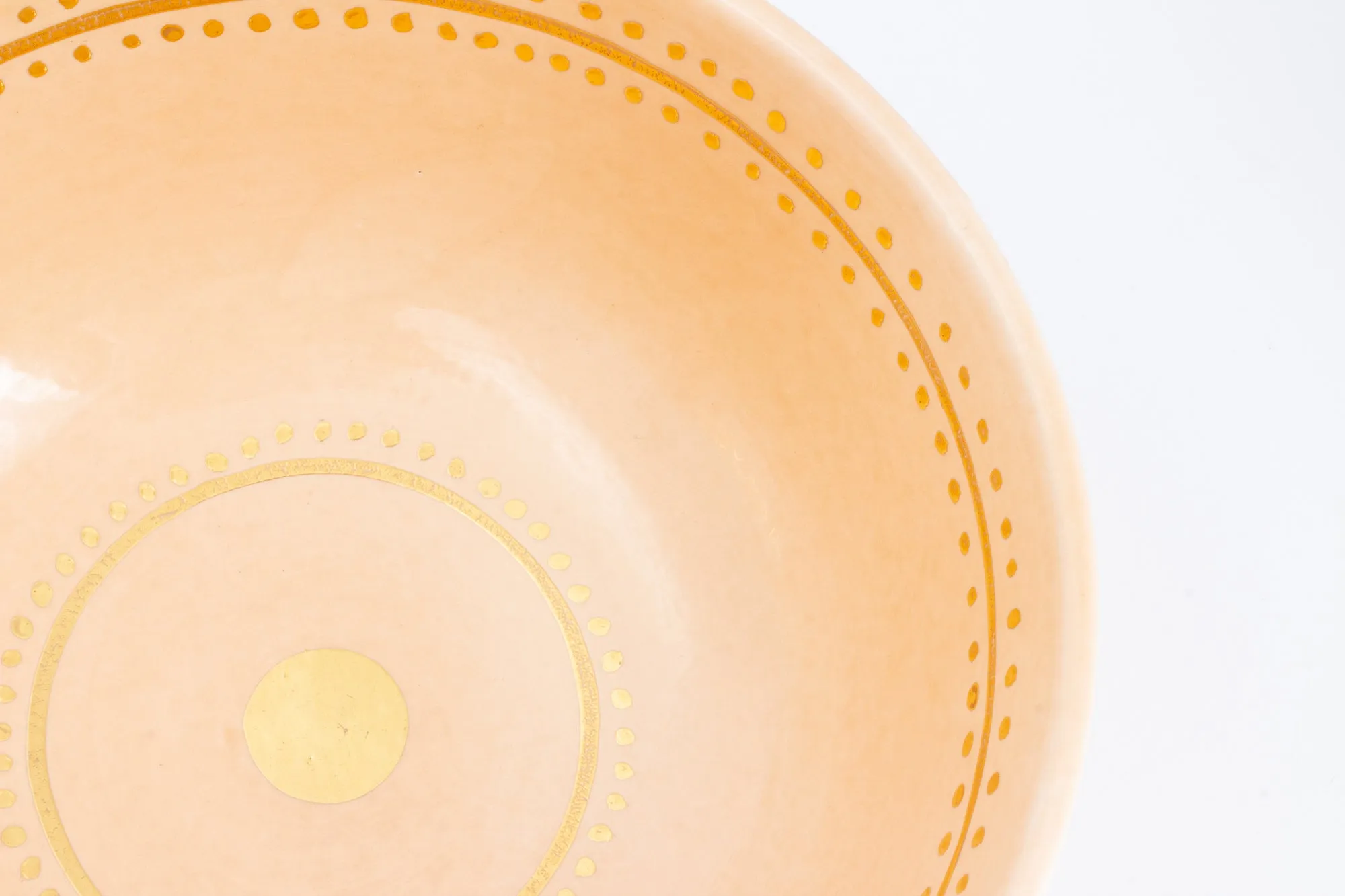 Handmade Nude Berber Glazed Moroccan Bowl with 12K Gold Accent - Large