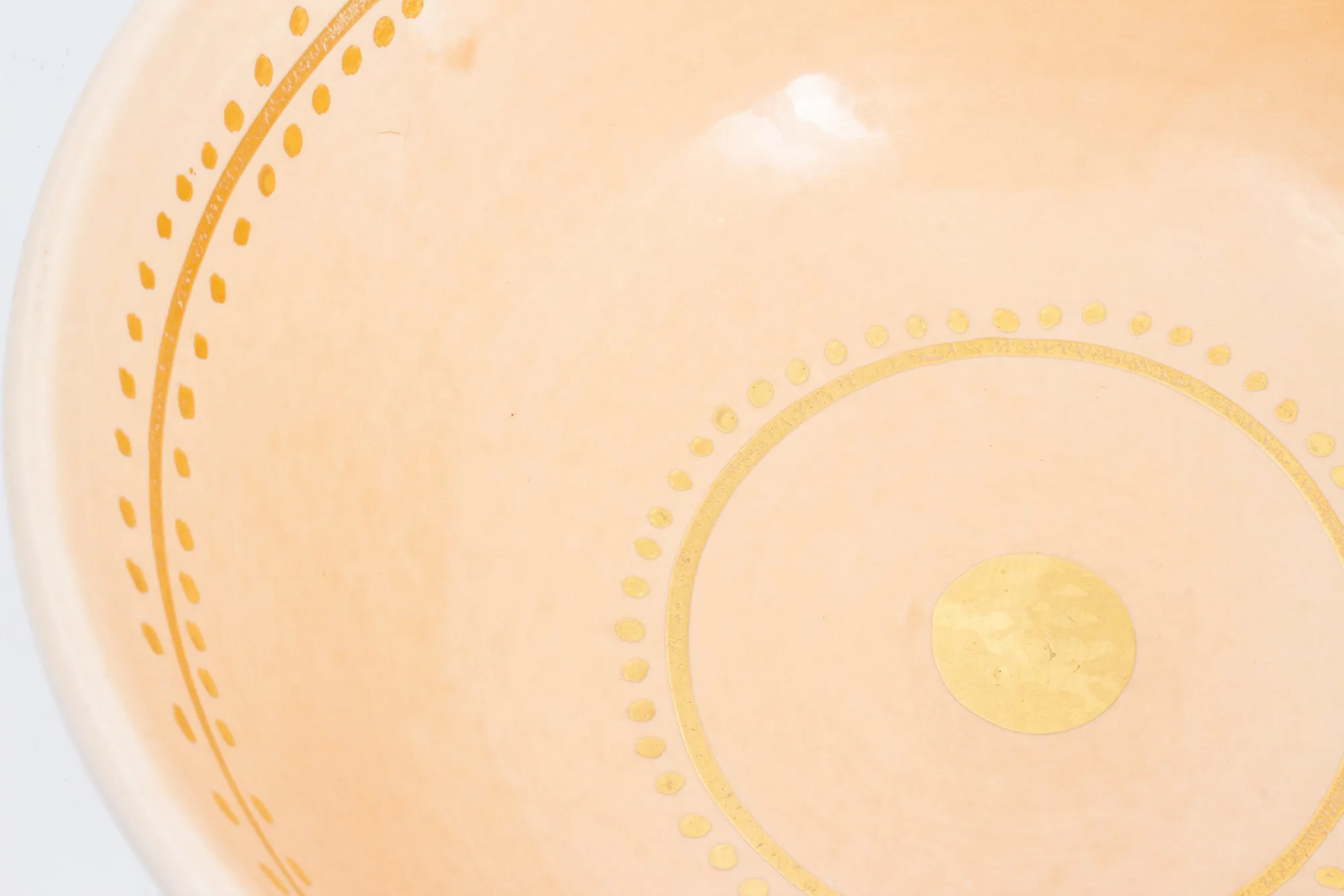 Handmade Nude Berber Glazed Moroccan Bowl with 12K Gold Accent - Large