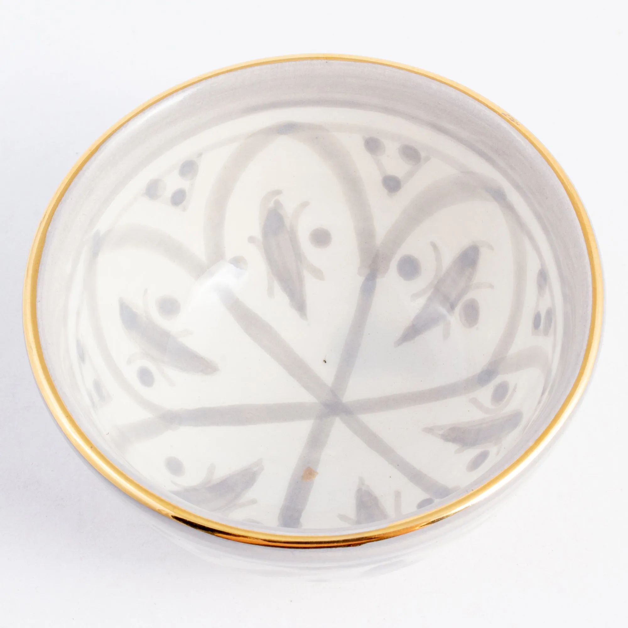 Handmade Zwak Pattern Glazed Moroccan Condiment Bowls with 12K Gold