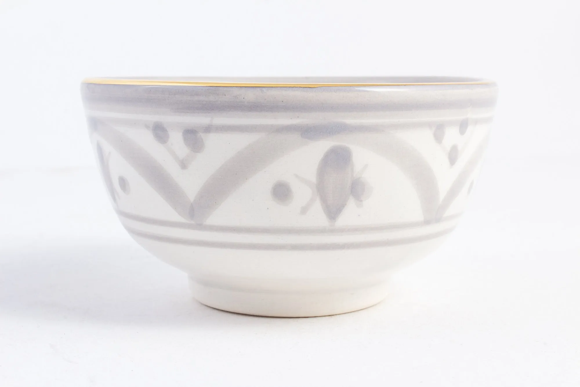 Handmade Zwak Pattern Glazed Moroccan Condiment Bowls with 12K Gold