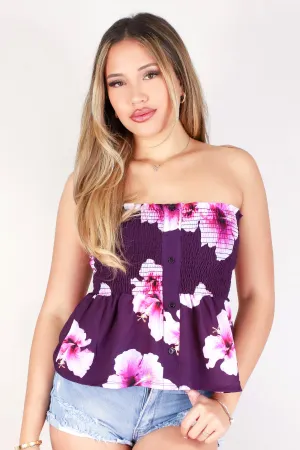 HIBISCUS SMOCKED BABYDOLL TOP