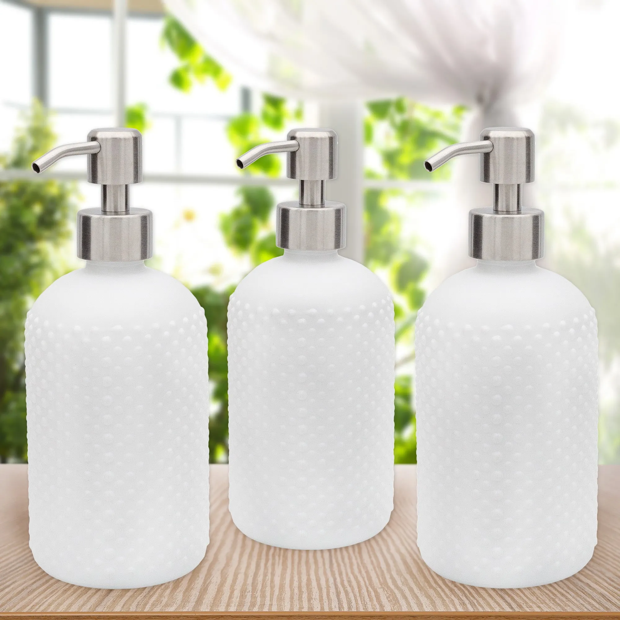 Hobnail Glass Soap Dispenser (3-Pack)