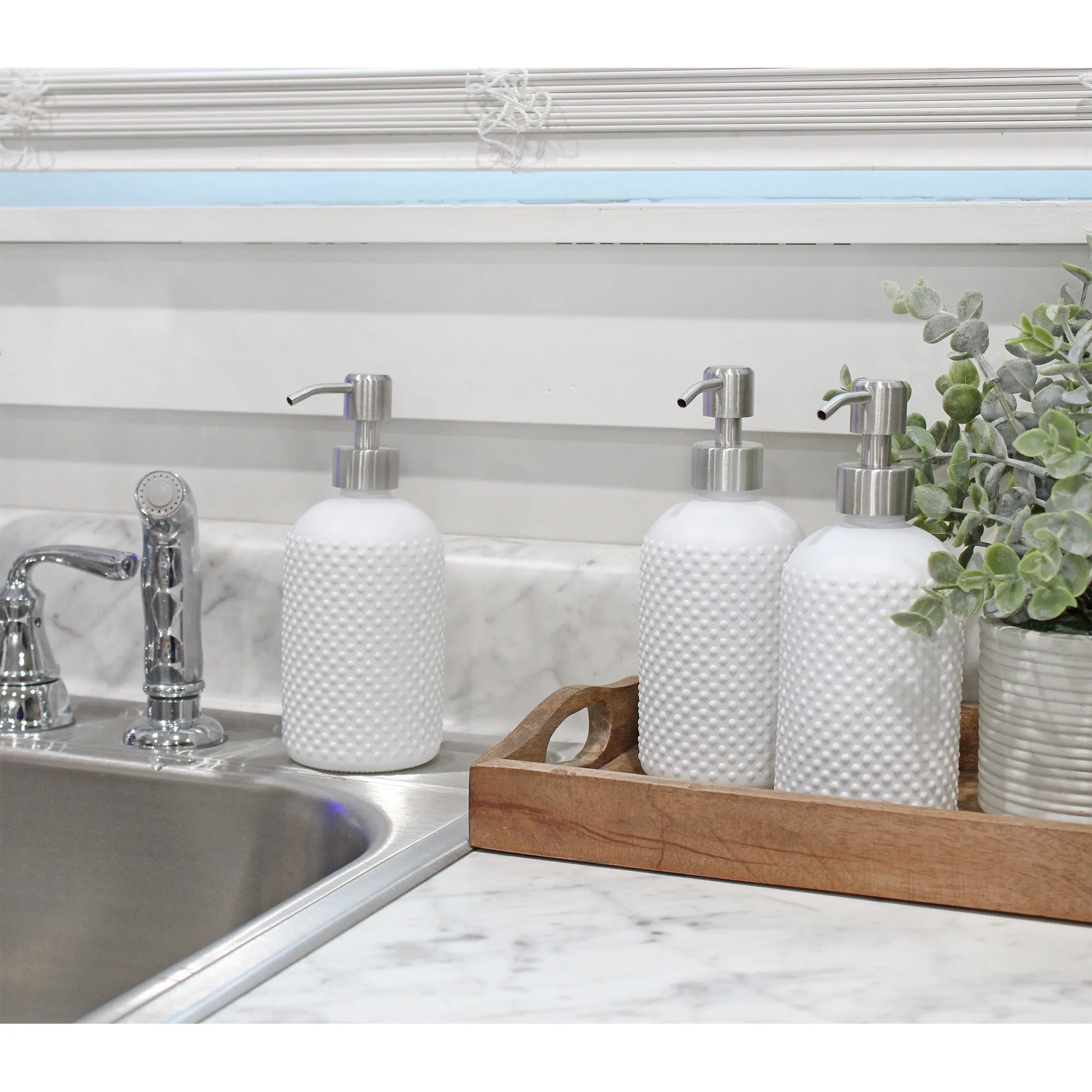 Hobnail Glass Soap Dispenser (3-Pack)