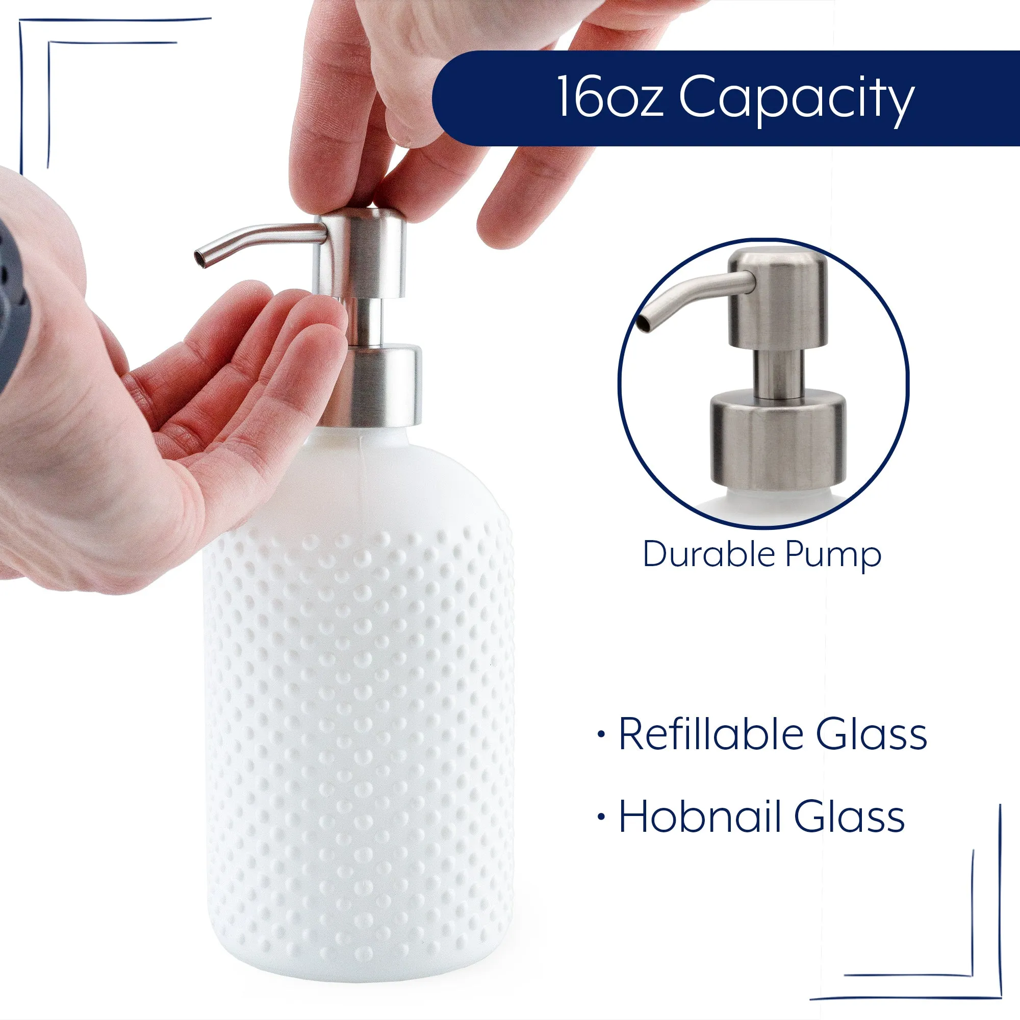Hobnail Glass Soap Dispenser (3-Pack)