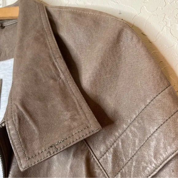 Hurley Jacket Women's Leather Jacket Foldover Collar  Coyote Vintage Inspired
