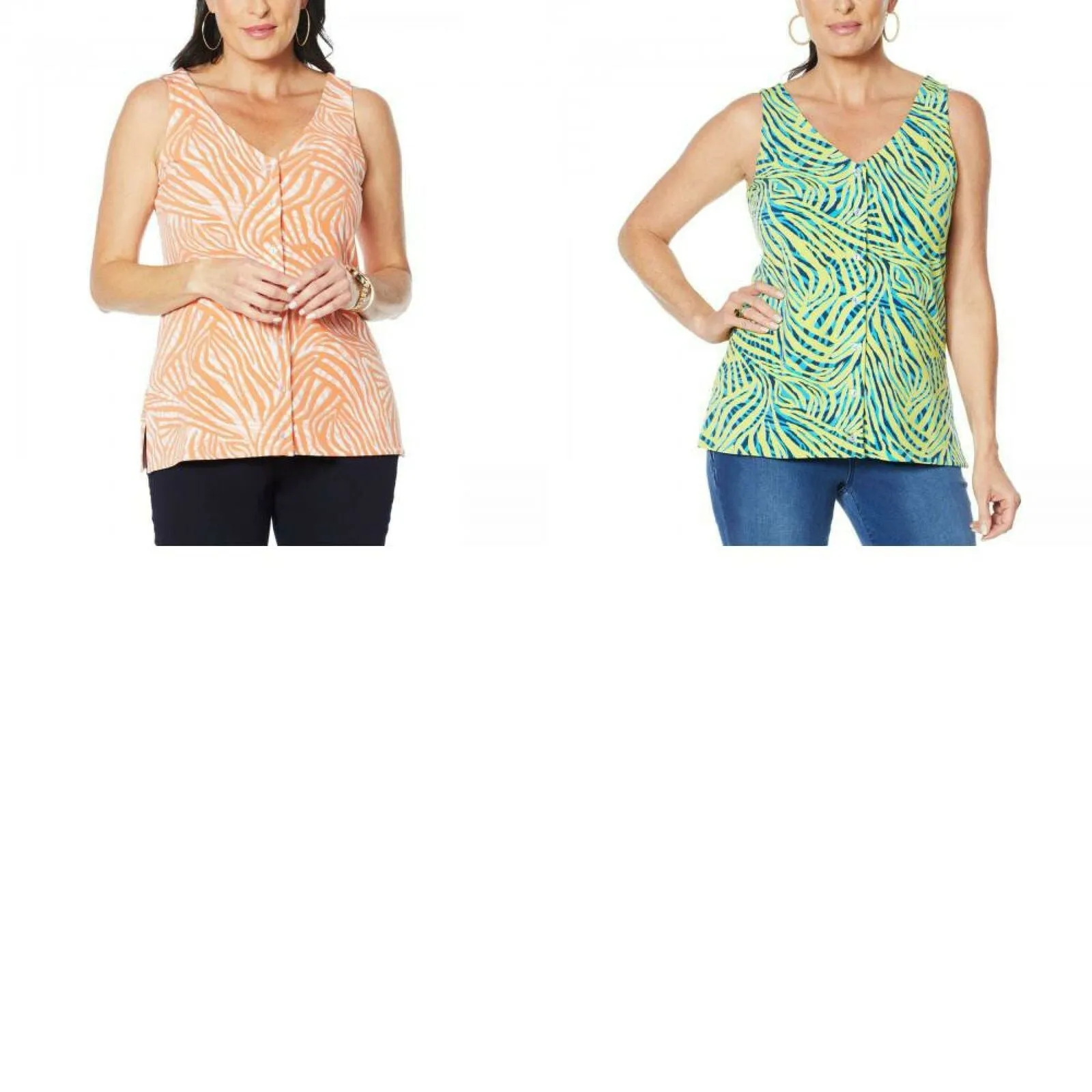 IMAN Women's Boho Chic Reversible Button Front Tank Top