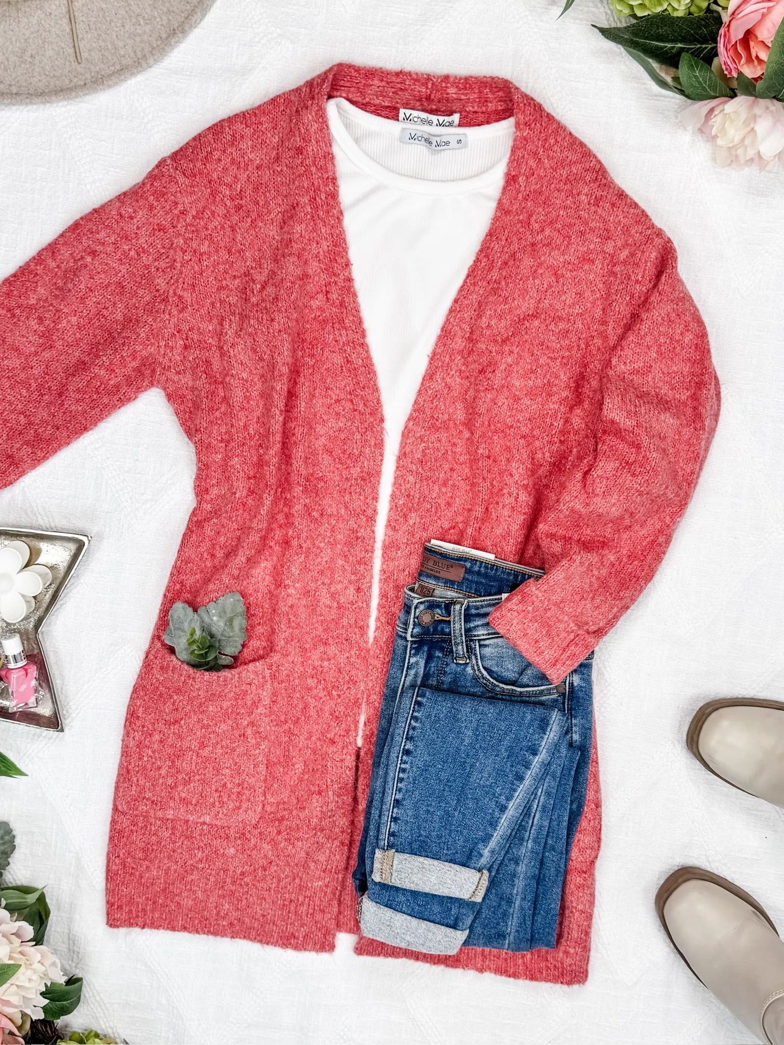 IN STOCK Madison Cozy Cardigan - Cherry Blush