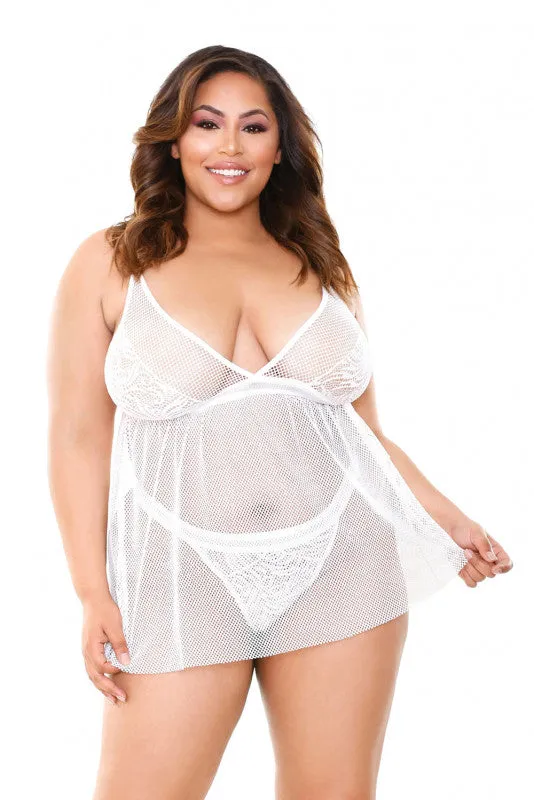 Isla Babydoll and Panty Set - White - 3x4x